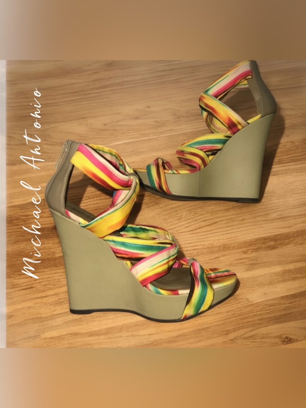 MICHAEL ANTONIO Multi Color Wedged Heels Sz 6.5